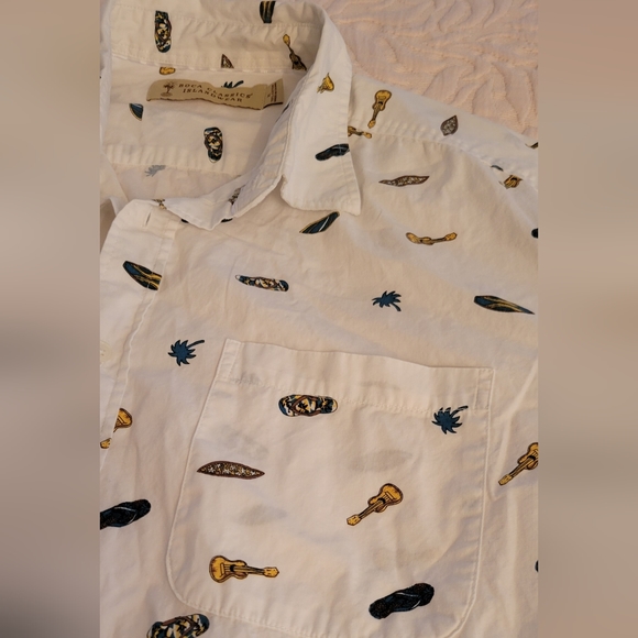 Mens White Dress Shirt Boca Classics Guitar Flip flops Surf board - Picture 5 of 8